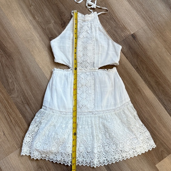 LoveShackFancy Kesia Mini Dress White Lace Cutout Smocked Size XS - Picture 14 of 16